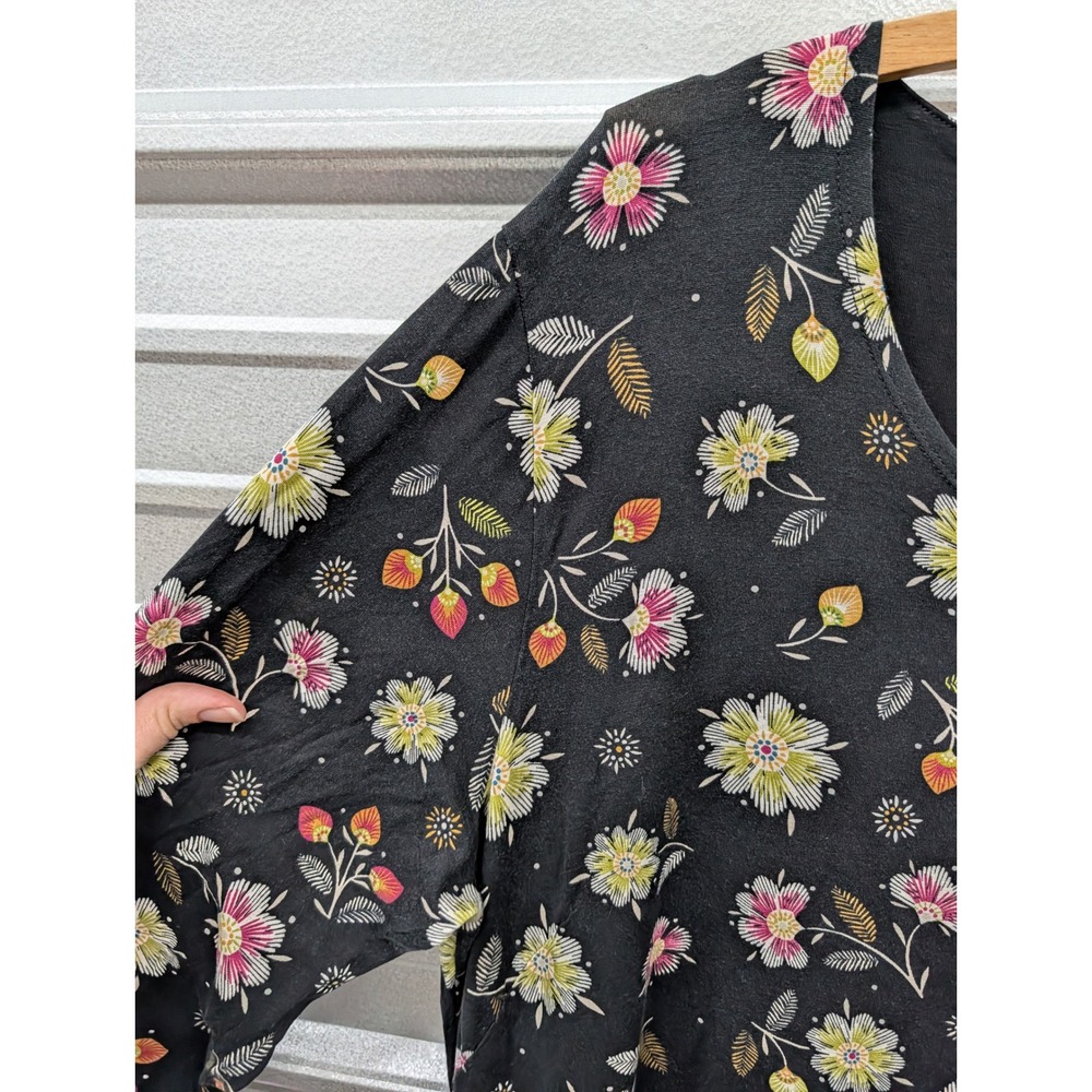 Gudrun Sjoden Black Floral Lyocell Stretch Midi Dress Long Sleeve Boho- XXL - Picture 5 of 6
